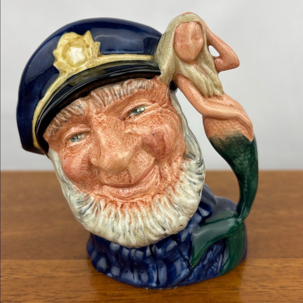 Vintage Royal Doulton old salt mini tankard mermaid handle face character jug